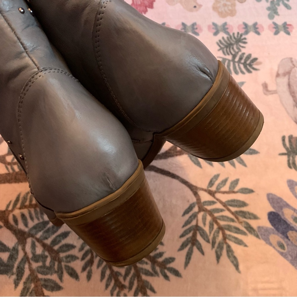 Spring Step Gray Studded Leather Ankle Boots - Picture 6 of 10